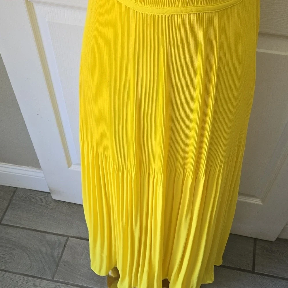 AMUR Yellow Pleated‎ Halter Maxi Dress Formal Evening Gown Size 4 - Picture 3 of 9